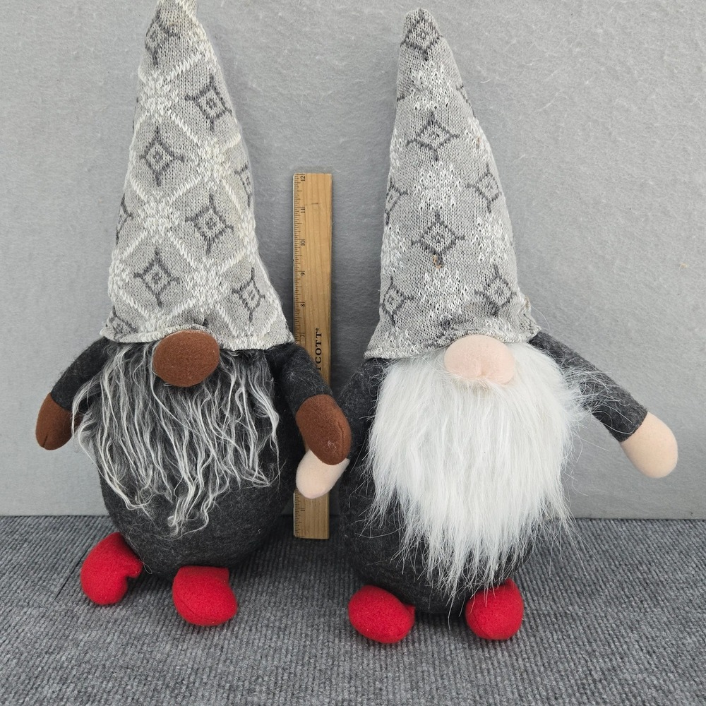 Gray Plush Gnomes Bean Bag Bottom 15" Set of‎ 2 Greenbrier International